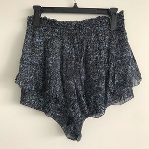 ZARA Blue Floral Chiffon Flowy High Waist Shorts